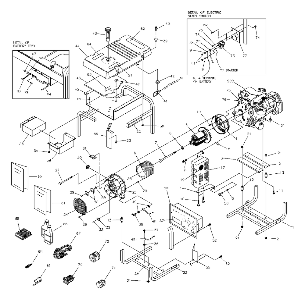 Main Unit Diagram and Parts List for 6500GCX (1788-0)(1788-0) Generac Generator