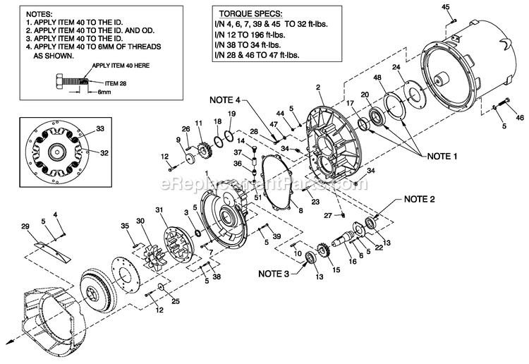Gearbox 390 Diagram and Parts List for QT13068KNAN (4885383)(2007) Generac Generator
