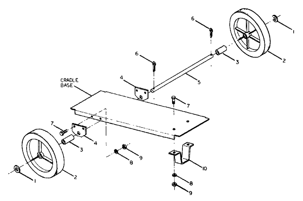 Wheel Kit Assembly (Optional) Diagram and Parts List for G6000 (9075-0)(9075-0) Generac Generator