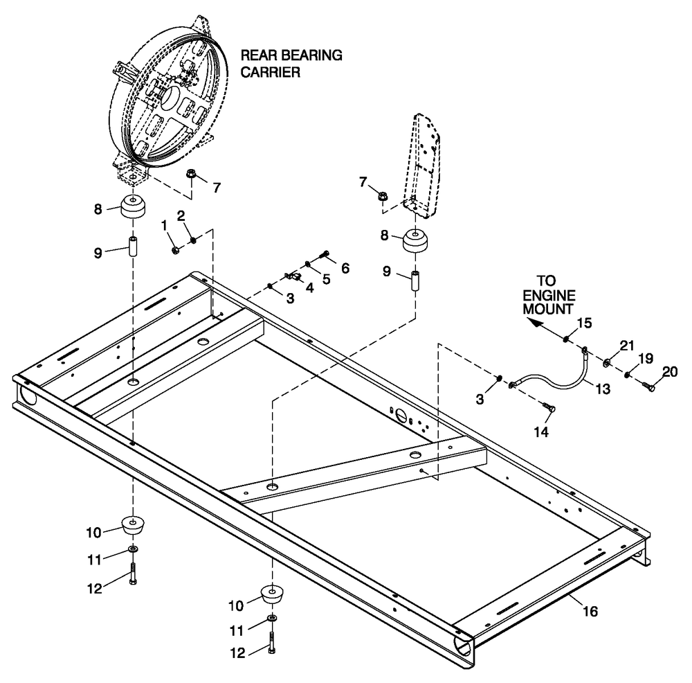 Mounting Base 2.5l Ford Diagram and Parts List for 0052130 (4321570 - 4328805)(2005) Generac Generator