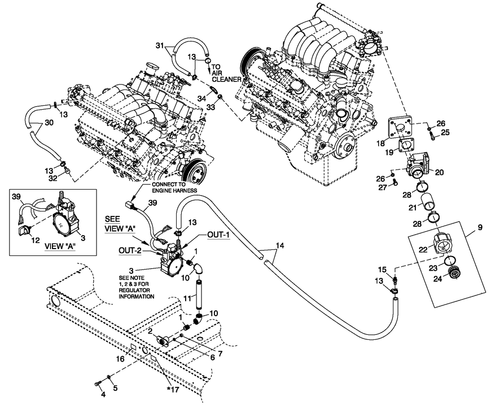 Ev Fuel System 3.0l C2 Fwd Diagram and Parts List for QT03030ANSN (4342908 - 4342909)(2006) Generac Generator