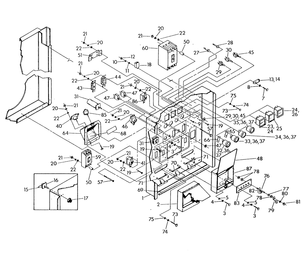 Front Of Control Panel Diagram and Parts List for 9467-0  Generac Generator