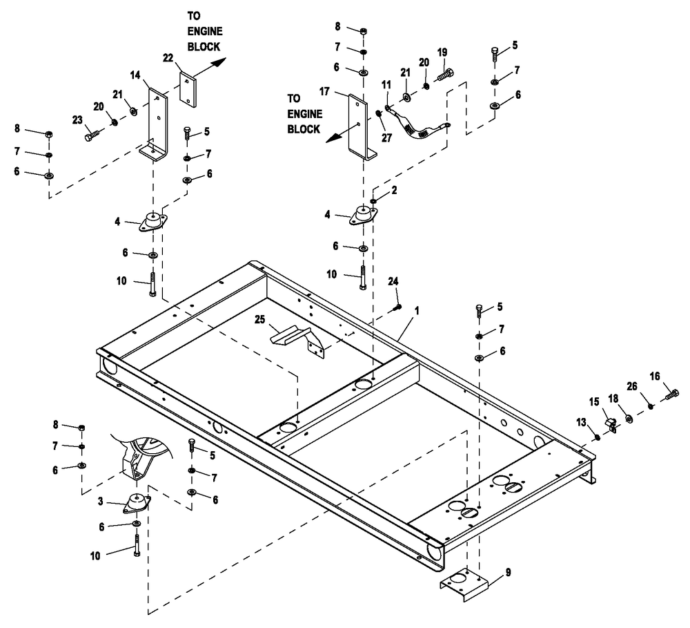 Mounting Base 2.4l Diagram and Parts List for QT02724ANAN (5041854 - 5046648)(2008) Generac Generator