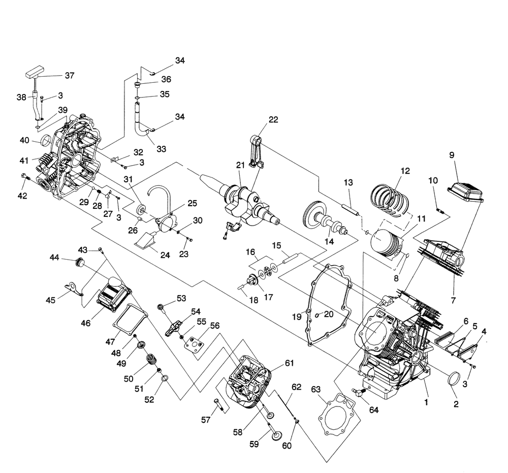 Engine 3 Diagram and Parts List for 0043890 (3535636 - 3626373)(2014) Generac Generator