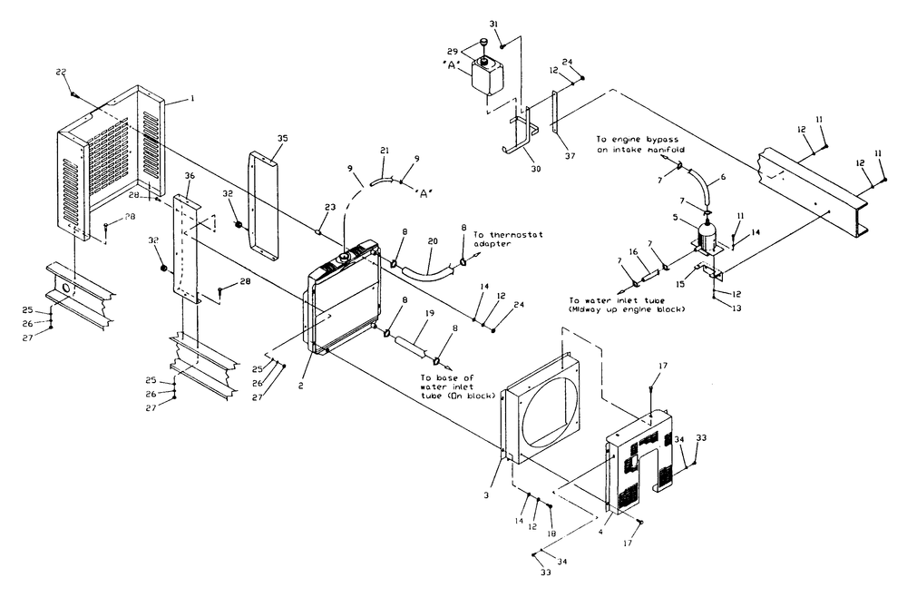 Radiator Diagram and Parts List for 4092-0  Generac Generator
