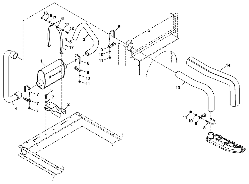 Exhaust System 1.6l C1 Diagram and Parts List for QT02516ANAN (4528329 - 4646738)(2006) Generac Generator