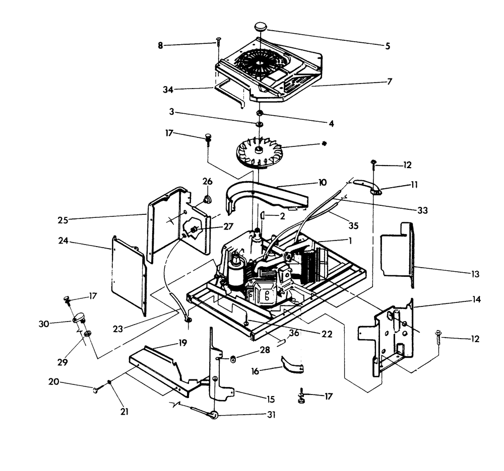 Sheet Metal Diagram and Parts List for 9735-1  Generac Generator