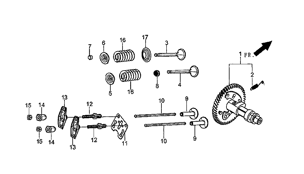 Rocker and camshaft Diagram and Parts List for 5939-5  Generac Generator