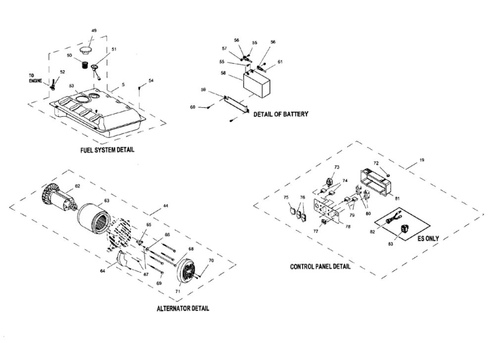 Sub Assembly Diagram and Parts List for 005941-0  Generac Generator