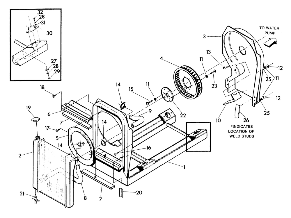 Radiator And Shroud Diagram and Parts List for 9410-0 (Np80d)(Rv Gen) Generac Generator