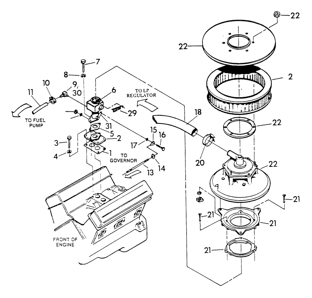 Dual Fuel Carburetor Diagram and Parts List for 9301-1  Generac Generator