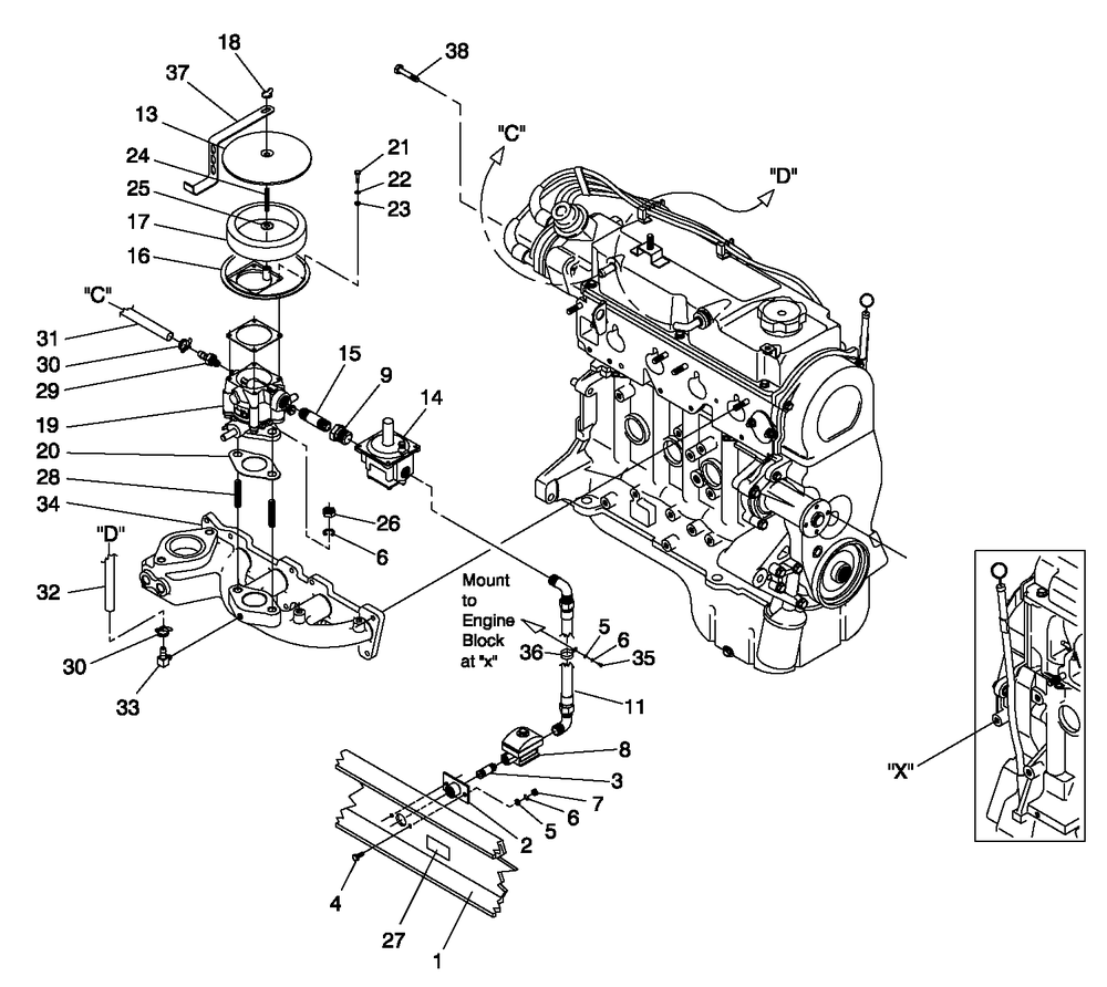 Natural Gas Fuel System Diagram and Parts List for 0044741 (3580728 - 3694588)(2014) Generac Generator