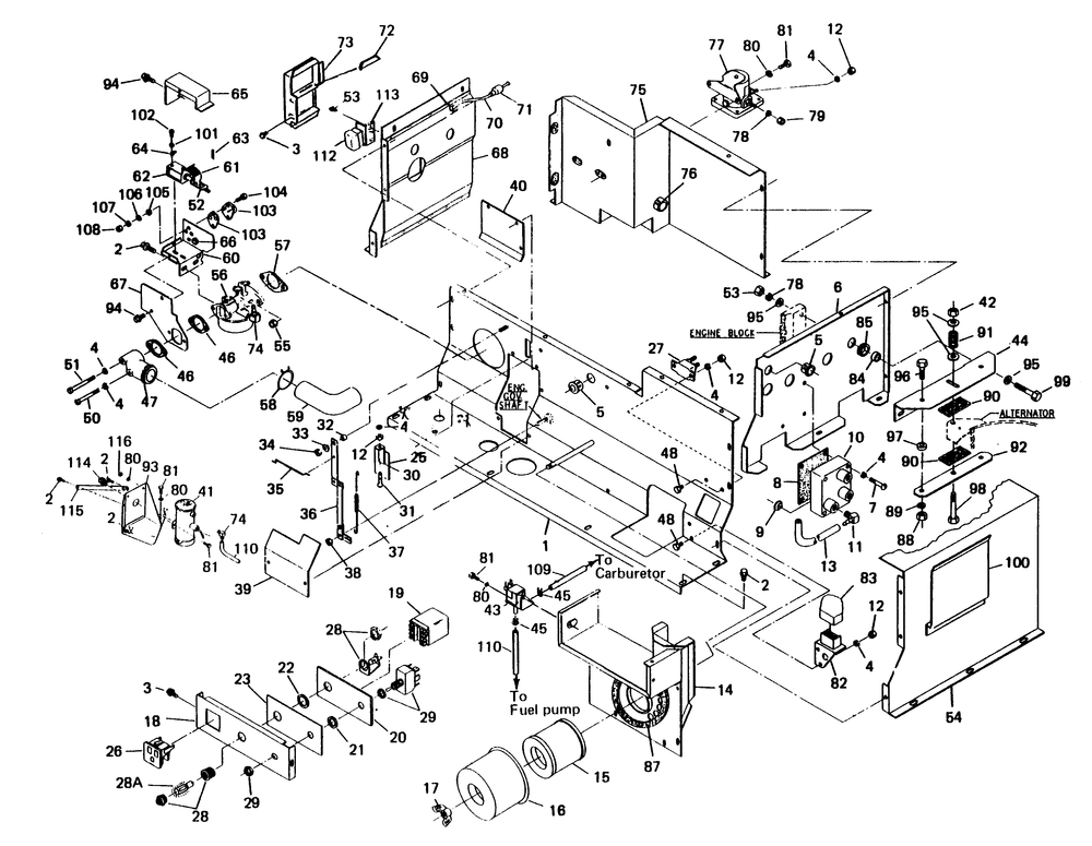Engine Shrouding Diagram and Parts List for 6159-1  Generac Generator