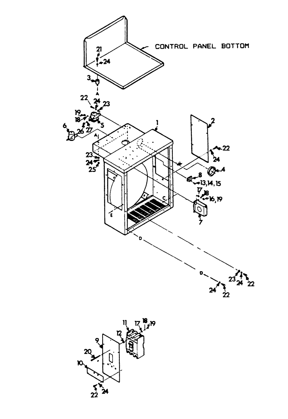 Lower Panel Diagram and Parts List for 9106-0  Generac Generator