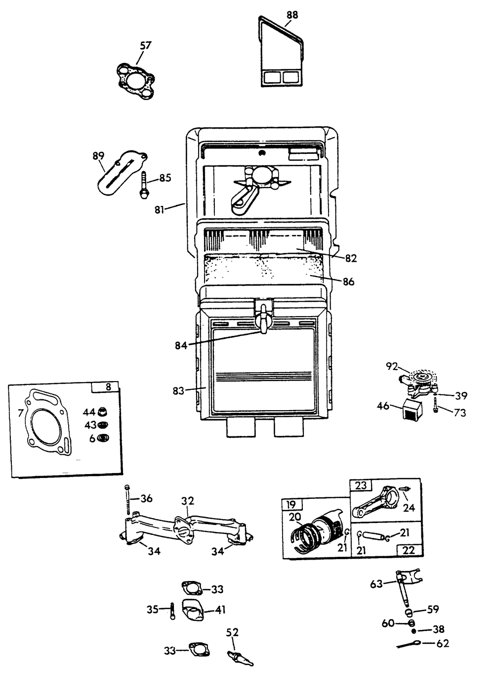 Gn 480 Engine - Part 1 Diagram and Parts List for 9734-2 Np-66lpg Generac Generator