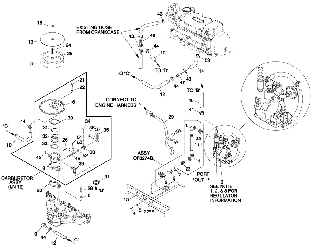 Fuel System Ng/Lpv 1.6l C1 Cpl Diagram and Parts List for 0053183 (4108V30497)(2008) Generac Generator