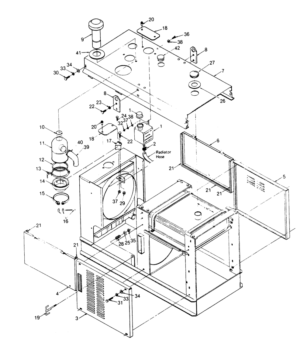 Exterior Panels Diagram and Parts List for 1013-A  Generac Welder