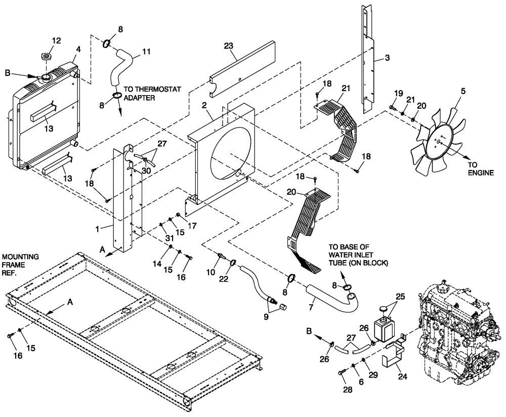 Ev 1.5l Cooling System Diagram and Parts List for 0052110 (4281087 - 4303052)(2005) Generac Generator