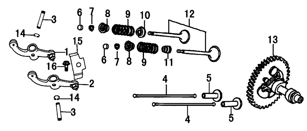 Rocker And Camshaft Diagram and Parts List for 0059451 (7442620A - 8094139A)(2013) Generac Generator