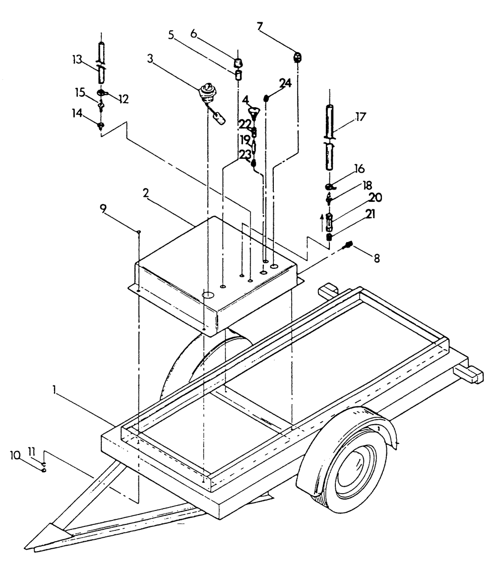 Fuel Tank And Trailer Diagram and Parts List for 9107-0  Generac Generator
