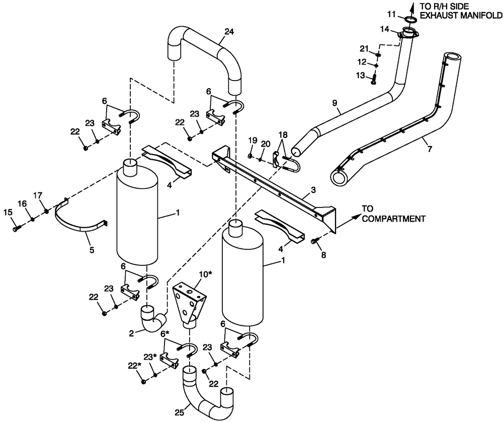 Muffler Exhaust Diagram and Parts List for 0053100 (0307V21696 - 5006V21514)(2007) Generac Generator