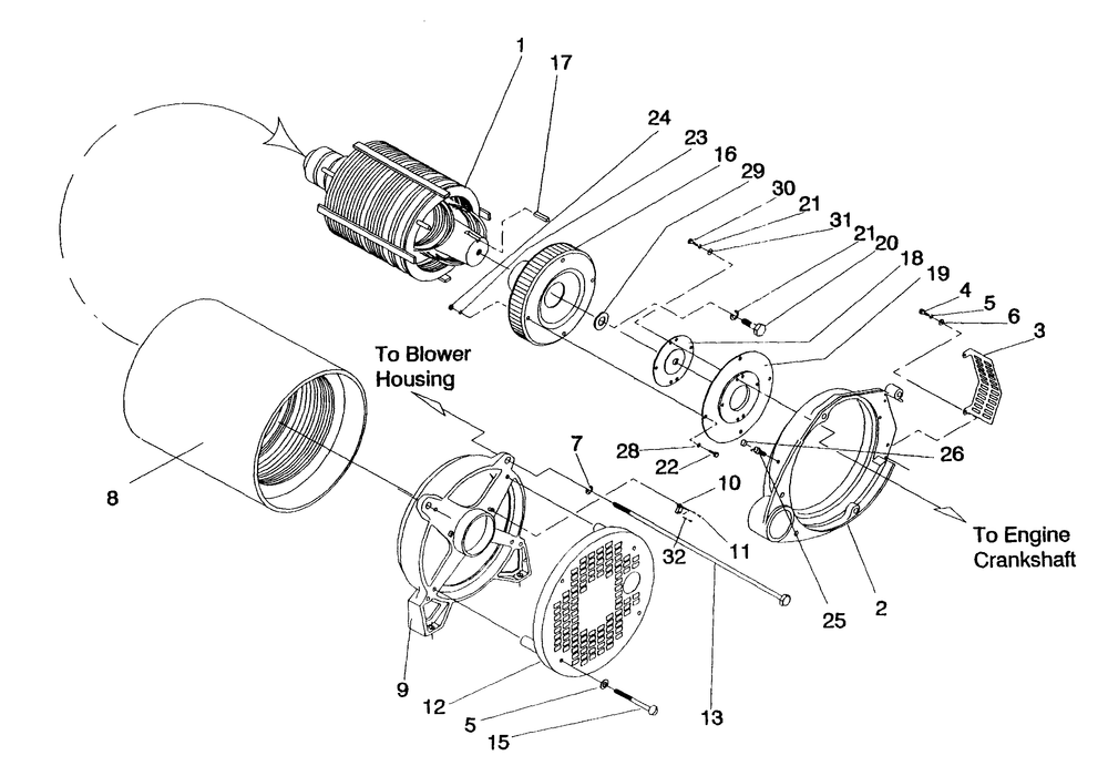 Alternator Diagram and Parts List for 0990-0  Generac Generator