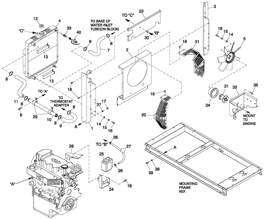 Cooling System 1.6l C1 Diagram and Parts List for ET02516GNSN (5817583 - 5853670)(2010) Generac Generator