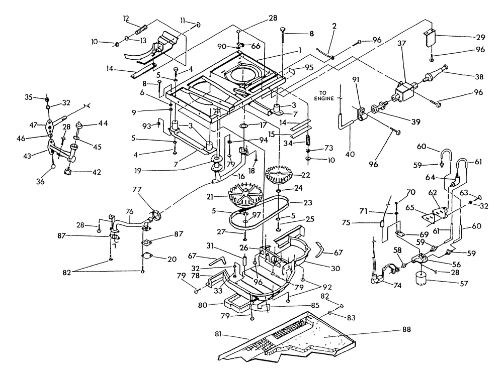 Base And Pulleys Diagram and Parts List for 9592-3  Generac Generator