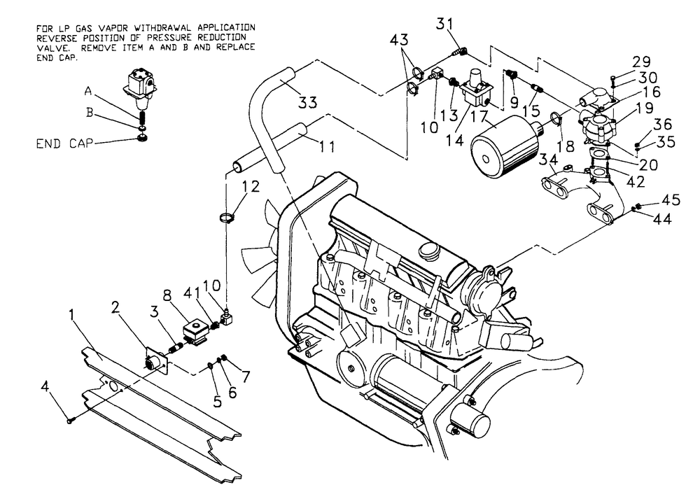 Natural Gas Fuel System Diagram and Parts List for 0590-4  Generac Generator