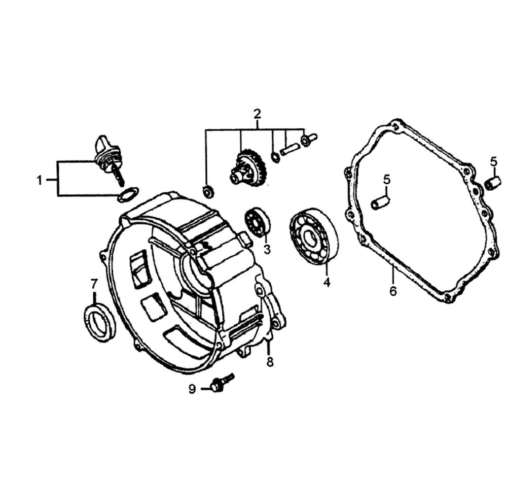 Crankcase Cover Diagram and Parts List for GP5500-5939-6  Generac Generator