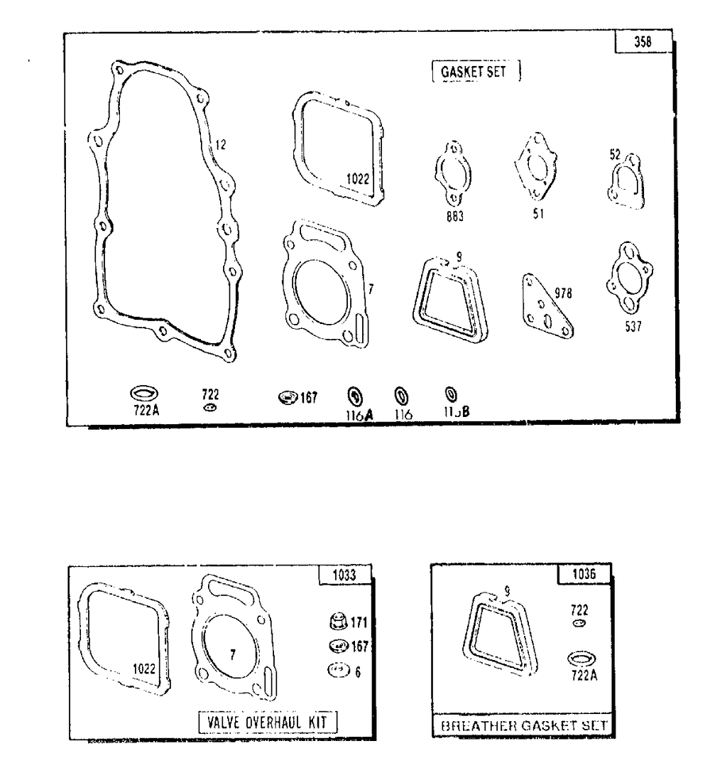 Gasket Sets Diagram and Parts List for 3ZC40A (9404-2)(9404-2) Generac Generator