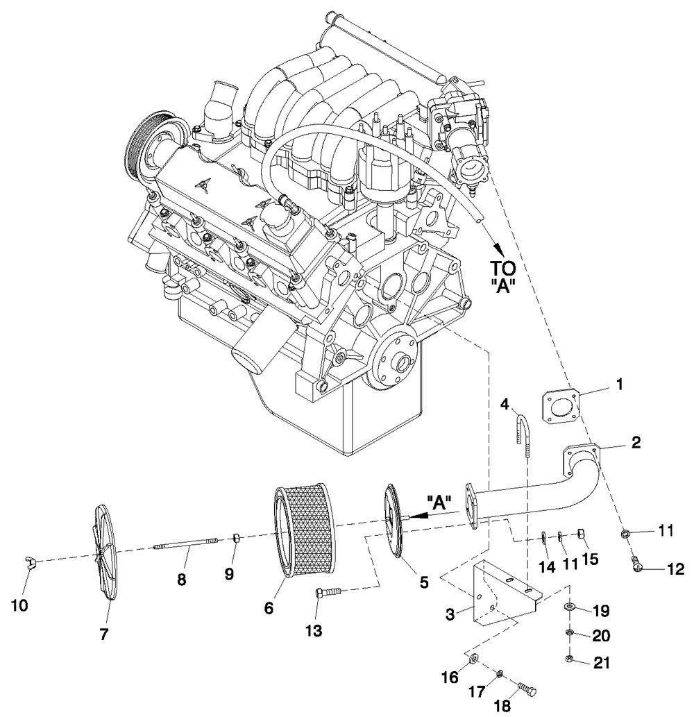 Air Cleaner Diagram and Parts List for 0049172 (3850226 - 3980593)(2004) Generac Generator