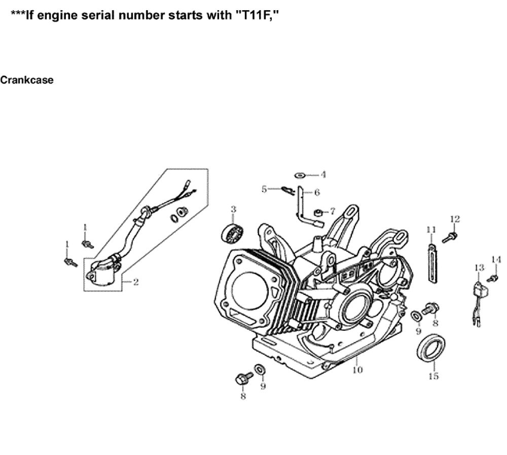 Crankcase 1 Diagram and Parts List for 005939-2  Generac Generator