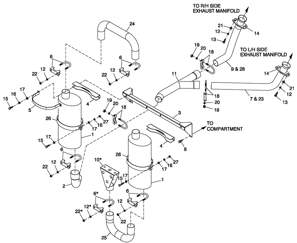 Muffler Exhaust Diagram and Parts List for 0055990 (5111202 - 5223746)(2008) Generac Generator