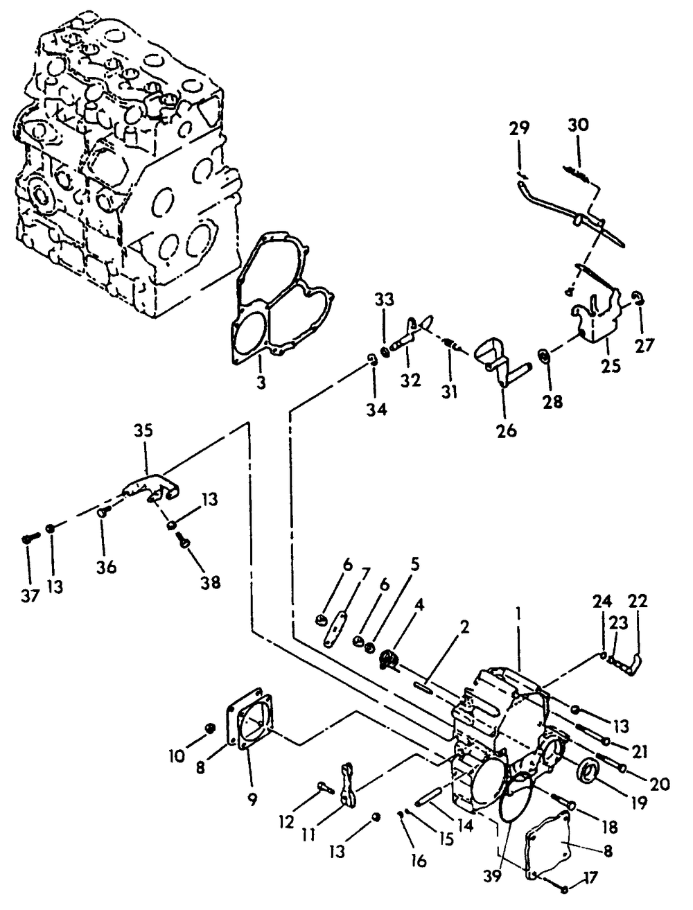 Timing Gear Housing And Governor Diagram and Parts List for 9055-1  Generac Generator