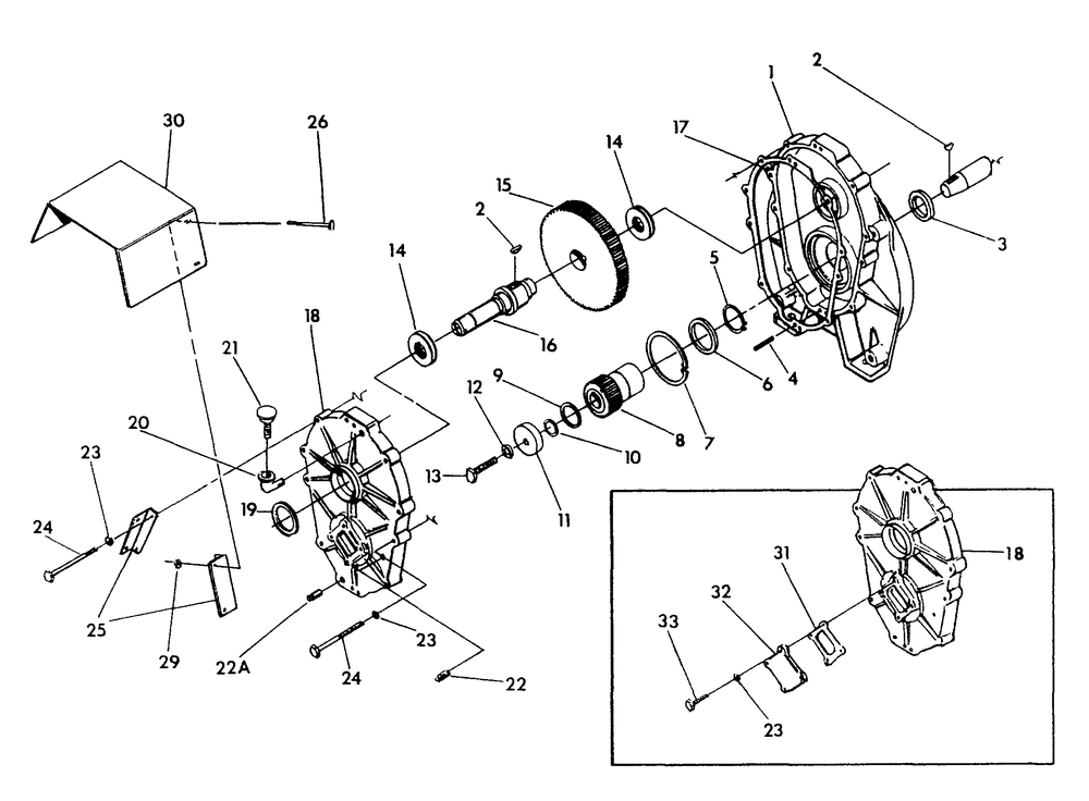 Gear Box Diagram and Parts List for 9738-1  Generac Generator