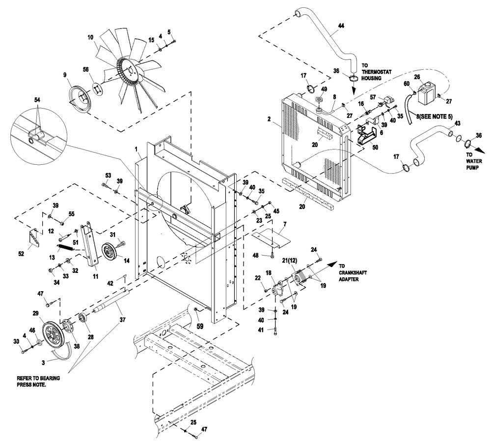 C2 Cooling Sytem And Fan Drive Diagram and Parts List for ET04524JNSX (6136189 - 6805138)(2011) Generac Generator