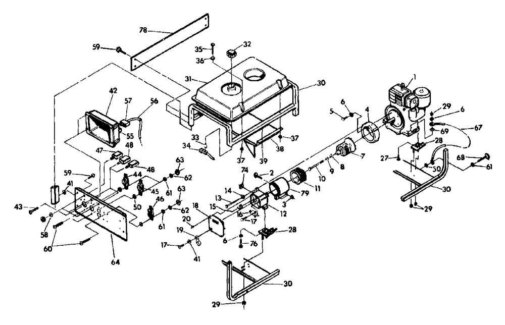 Generator Diagram and Parts List for 3W742 (9436-0)(9436-0) Generac Generator