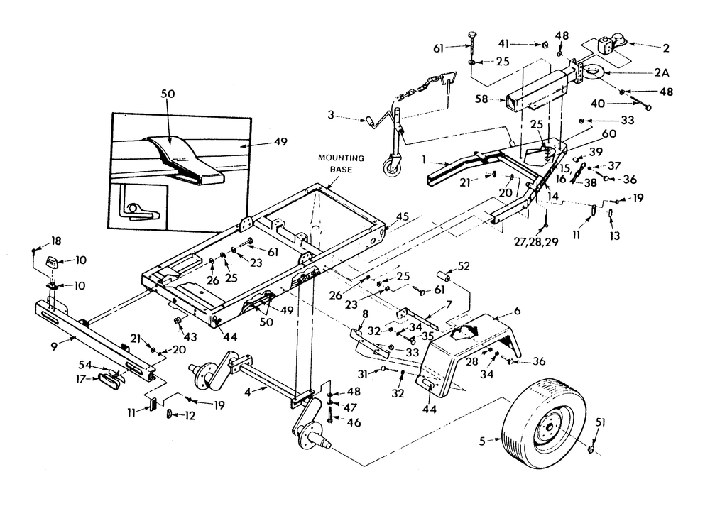 Trailer Diagram and Parts List for 9577-0  Generac Generator