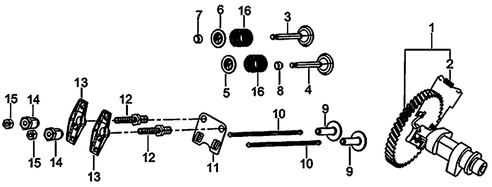 Rocker And Camshaft 1 Diagram and Parts List for 0059911 (7363389 - 7363816)(2012) Generac Generator