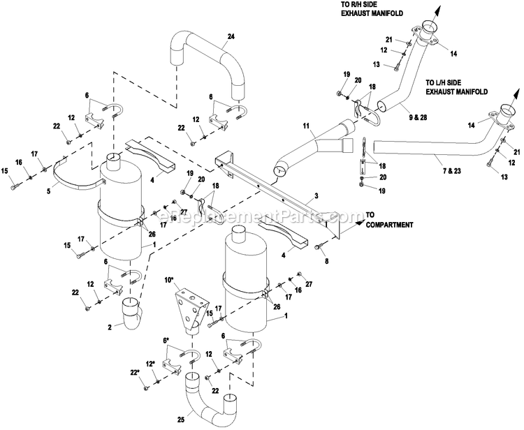 Ev Muffler Exh 4.2l G3 Cpl (1) Diagram and Parts List for ST03542GNAN (4950838)(2008) Generac Generator