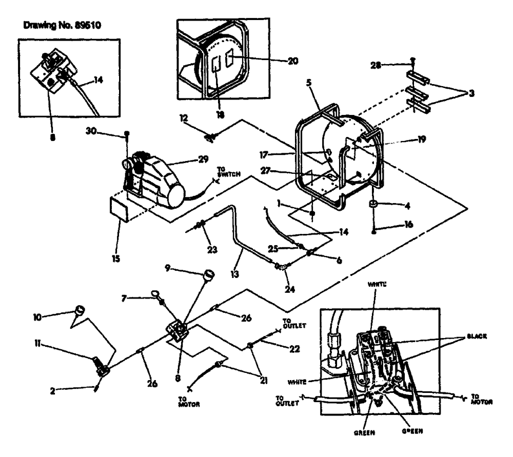 Air Compressor - No. 89510 Diagram and Parts List for 504AP (9595-0)(9595-0) Generac Generator