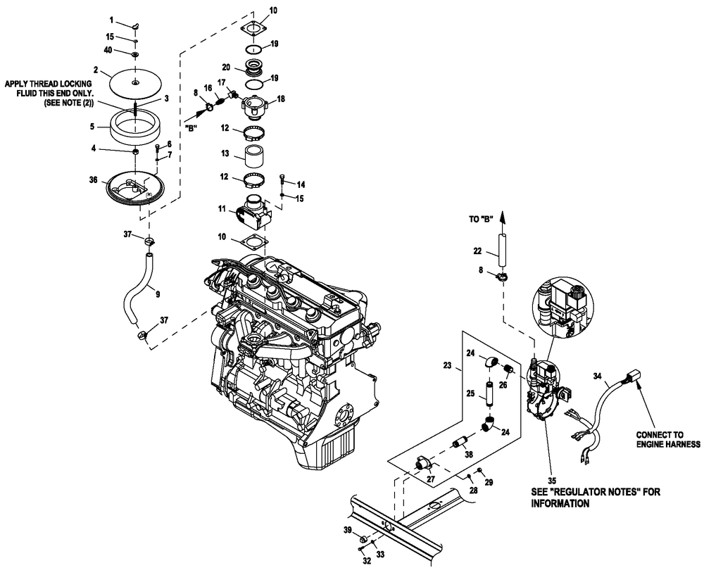Fuel System 2.4l G2 22&27kw Diagram and Parts List for QT02224ANAX (5931780 - 9251667)(2014) Generac Generator