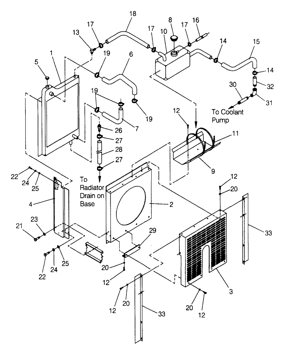 Radiator Assembly Diagram and Parts List for 4066-0  Generac Generator