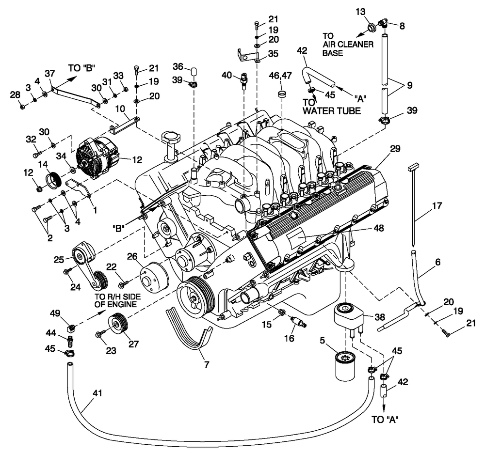 Engine Common Parts L/H Side Diagram and Parts List for ET07068ANAN (5713896 - 5713897)(2009) Generac Generator