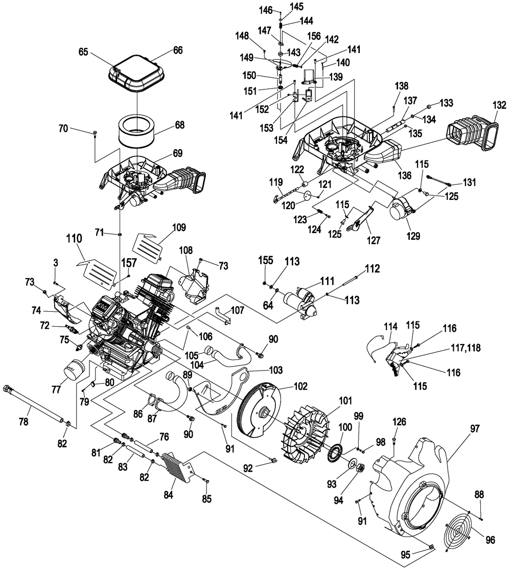 Engine 4 Diagram and Parts List for 0052470 (4913782 - 4933931)(2007) Generac Generator