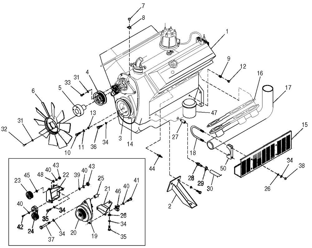 Engine Diagram and Parts List for 0047481 (3768061 - 3813080)(2003) Generac Generator