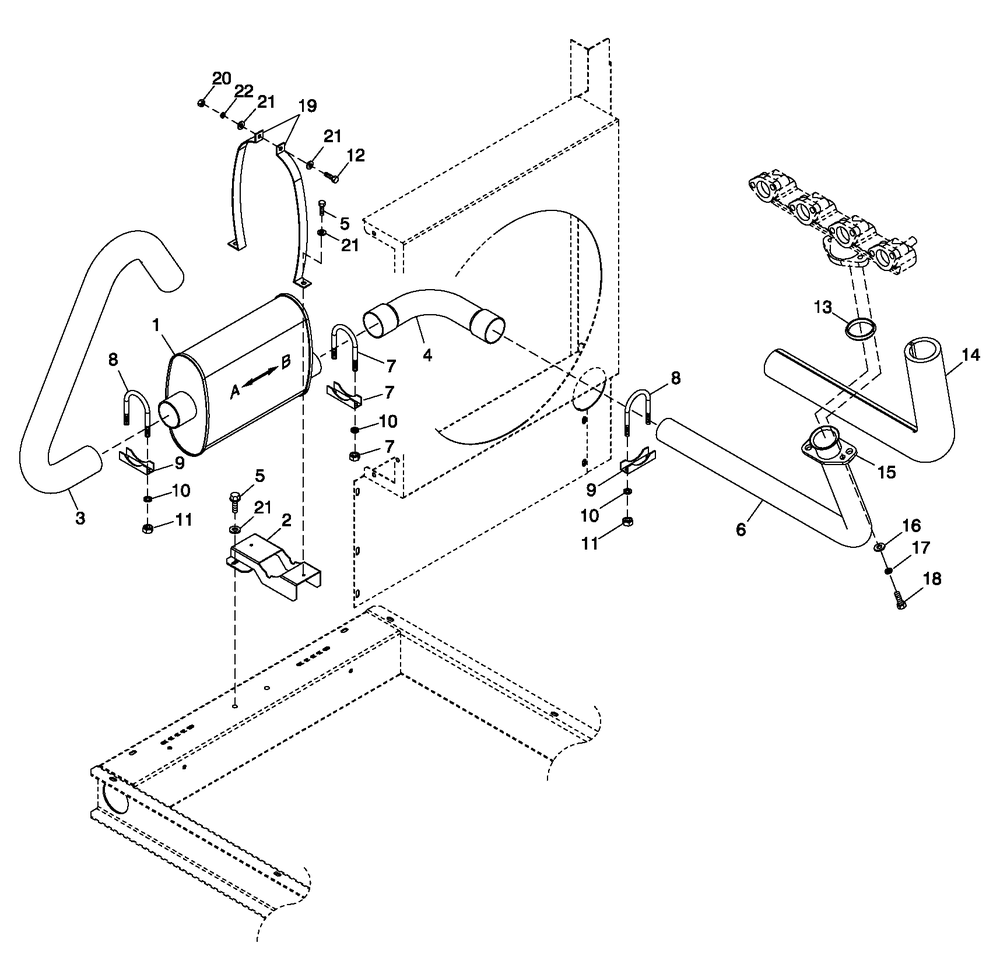 Exhaust System 2.5l C1 Diagram and Parts List for 0052150 (4005V04485)(2005) Generac Generator