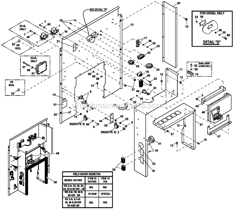 Ev Connection Box C2 Cpl (1) Diagram and Parts List for RG03824KNAX (9610470)(2015) Generac Generator