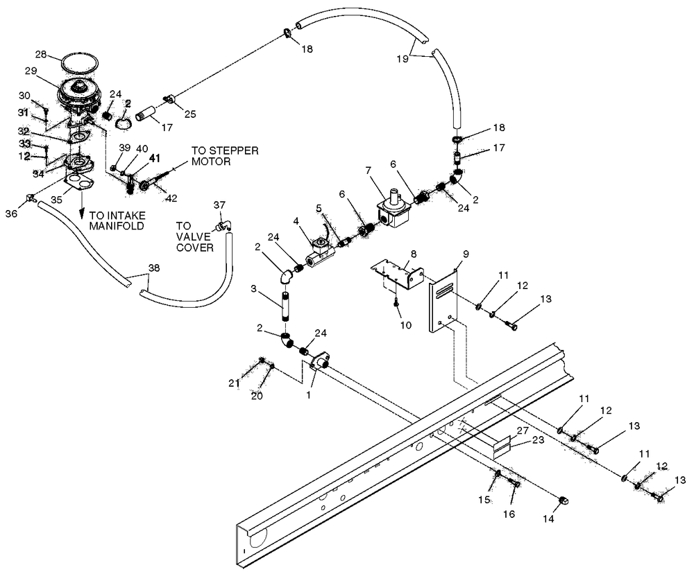 4.3l Gaseous Fuel System Diagram and Parts List for 0049140 (3728577 - 3731061)(2003) Generac Generator